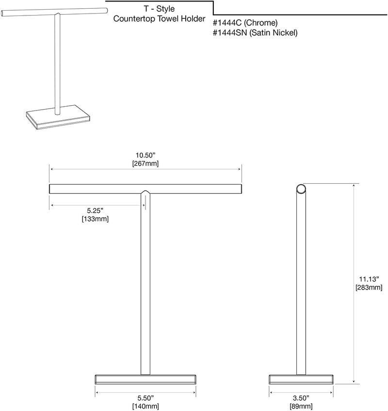 INDIAN DECOR 31511 Modern Bathroom Hand Towel Holder Stand, T-Shape Hand Towel Holder Stand Modern Rectangle Base Freestanding Countertop Towel Holder, Chrome  - Image 5