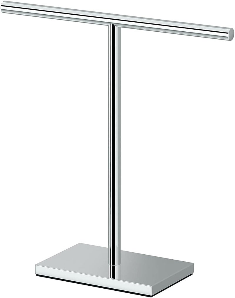 INDIAN DECOR 31511 Modern Bathroom Hand Towel Holder Stand, T-Shape Hand Towel Holder Stand Modern Rectangle Base Freestanding Countertop Towel Holder, Chrome  - Image 1