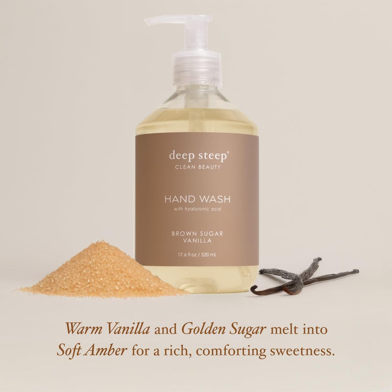 Deep Steep Liquid Hand Wash, Brown Sugar Vanilla, 17.6 oz â€“ Moisturizing Cleanser with Olive Oil, Aloe Vera, Glycerin & Hyaluronic Acid â€“ Vegan, Clean Beauty, Soft & Nourished Hands - Image 3