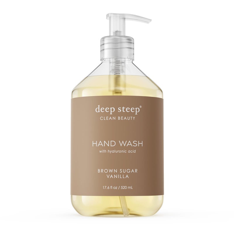 Deep Steep Liquid Hand Wash, Brown Sugar Vanilla, 17.6 oz â€“ Moisturizing Cleanser with Olive Oil, Aloe Vera, Glycerin & Hyaluronic Acid â€“ Vegan, Clean Beauty, Soft & Nourished Hands - Image 1