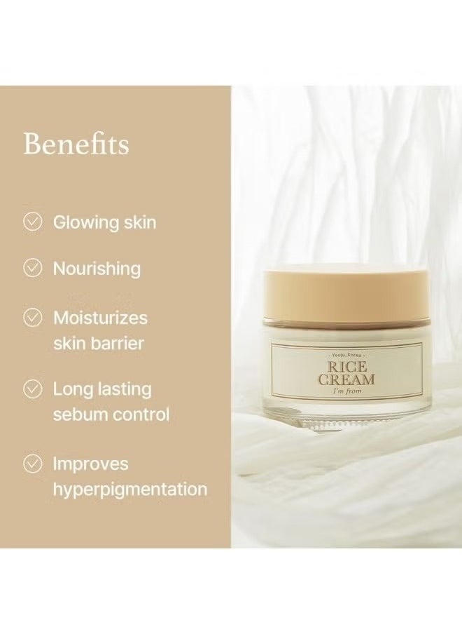I'M FROM I'm from Rice Cream , 41% Rice Bran Essence with Ceramide, Glowing Look, Improves Moisture Skin Barrier, Nourishes Deeply, Soothing to Even Out Skin Tone, K Beauty  - Image 3