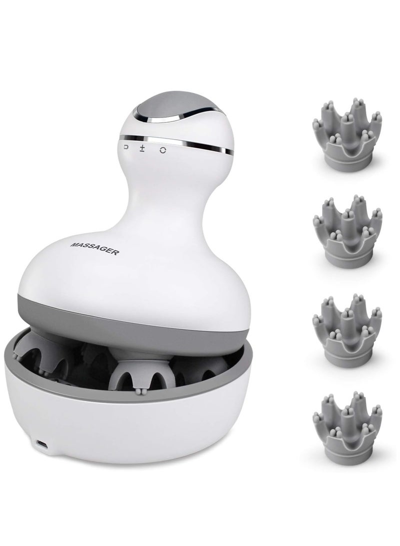 ELTRAZONE Electric Scalp Massager Portable Handheld Head Scratcher with 4 Heads Deep Tissue Kneading 84 Nodes for Stimulating Hair Growth Stress Release Full Body Massage - Image 1