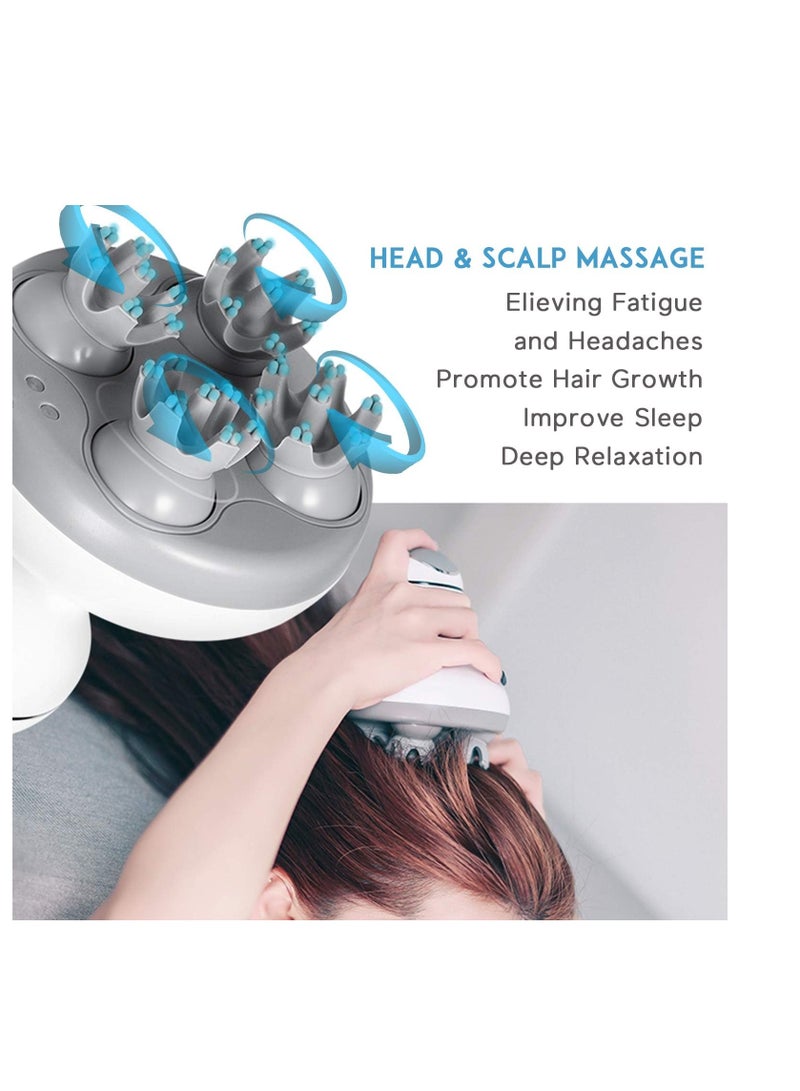 ELTRAZONE Electric Scalp Massager Portable Handheld Head Scratcher with 4 Heads Deep Tissue Kneading 84 Nodes for Stimulating Hair Growth Stress Release Full Body Massage - Image 3