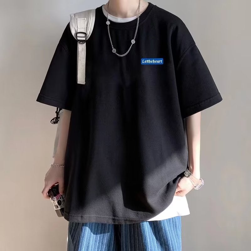 Fashionable Brand Hong Kong Style T-Shirt for Men 2024 New Short-Sleeved Summer Clothes Tops Loose White T-Shirt Half-Sleeved Bottoming Shirt - Image 1