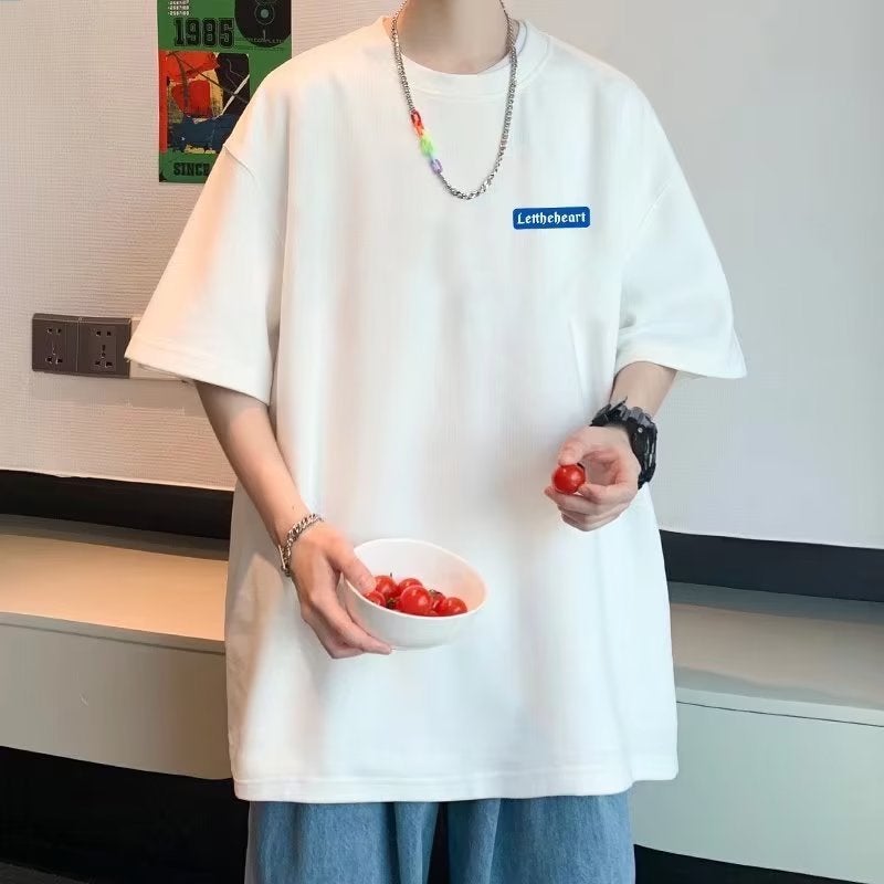 Fashionable Brand Hong Kong Style T-Shirt for Men 2024 New Short-Sleeved Summer Clothes Tops Loose White T-Shirt Half-Sleeved Bottoming Shirt - Image 5