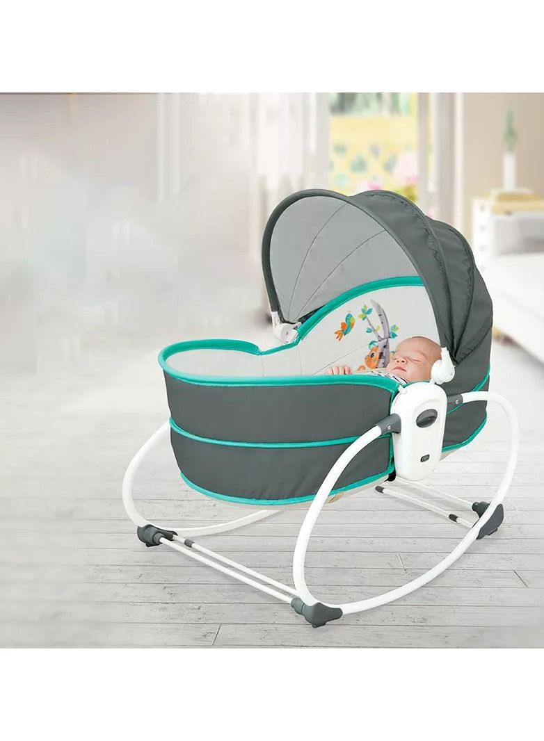 5-in-1 baby Rocking Bed and Chair Musical Travel Bassinet, Best Gift for Newborn Boys and Girls - Image 2