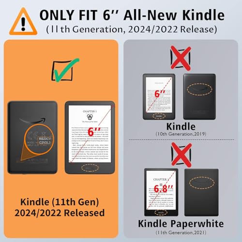 VORI Stand Case for 6" All-New Kindle 11th Generation 2024/2022 Release, Premium PU Leather Protective Sleeve Cover with Hand Strap, Auto Sleep/Wake and Back Cover Adsorption, Galaxy - Image 2