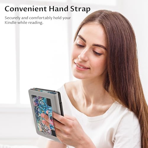 VORI Stand Case for 6" All-New Kindle 11th Generation 2024/2022 Release, Premium PU Leather Protective Sleeve Cover with Hand Strap, Auto Sleep/Wake and Back Cover Adsorption, Galaxy - Image 5
