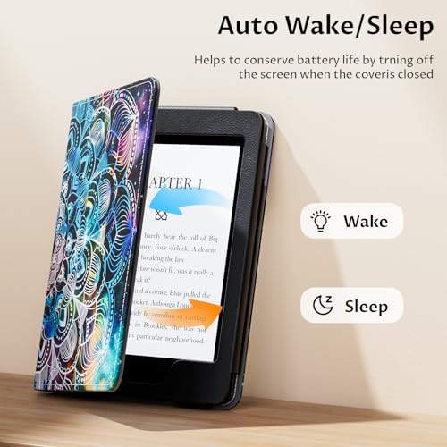 VORI Stand Case for 6" All-New Kindle 11th Generation 2024/2022 Release, Premium PU Leather Protective Sleeve Cover with Hand Strap, Auto Sleep/Wake and Back Cover Adsorption, Galaxy - Image 3