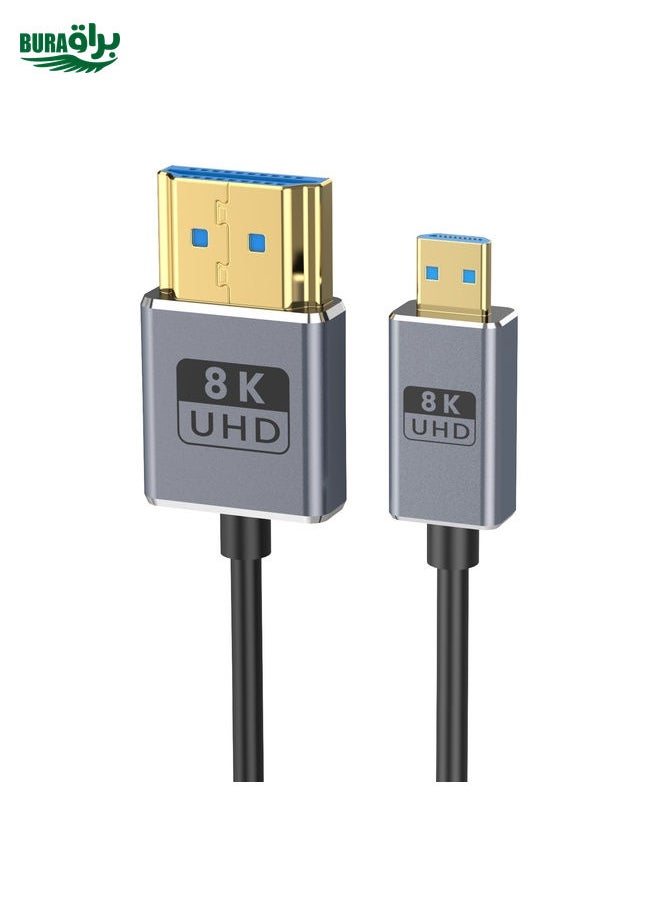 BURAQ 60cm Coaxial Micro HDMI to HDMI 8K UHD 48Gbps Video Connection Cable, Style:Straight Head  - Image 1