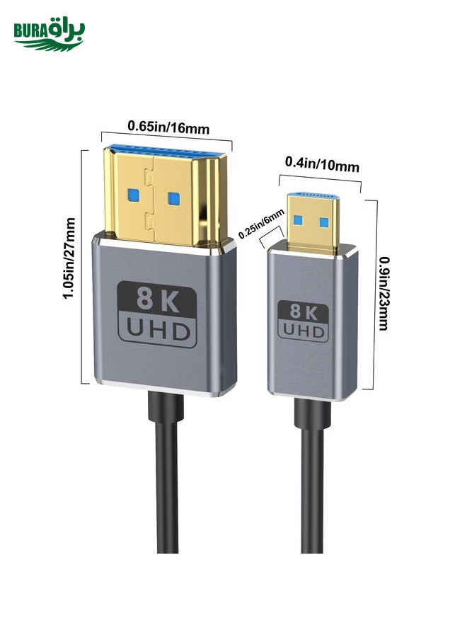 BURAQ 60cm Coaxial Micro HDMI to HDMI 8K UHD 48Gbps Video Connection Cable, Style:Straight Head  - Image 2