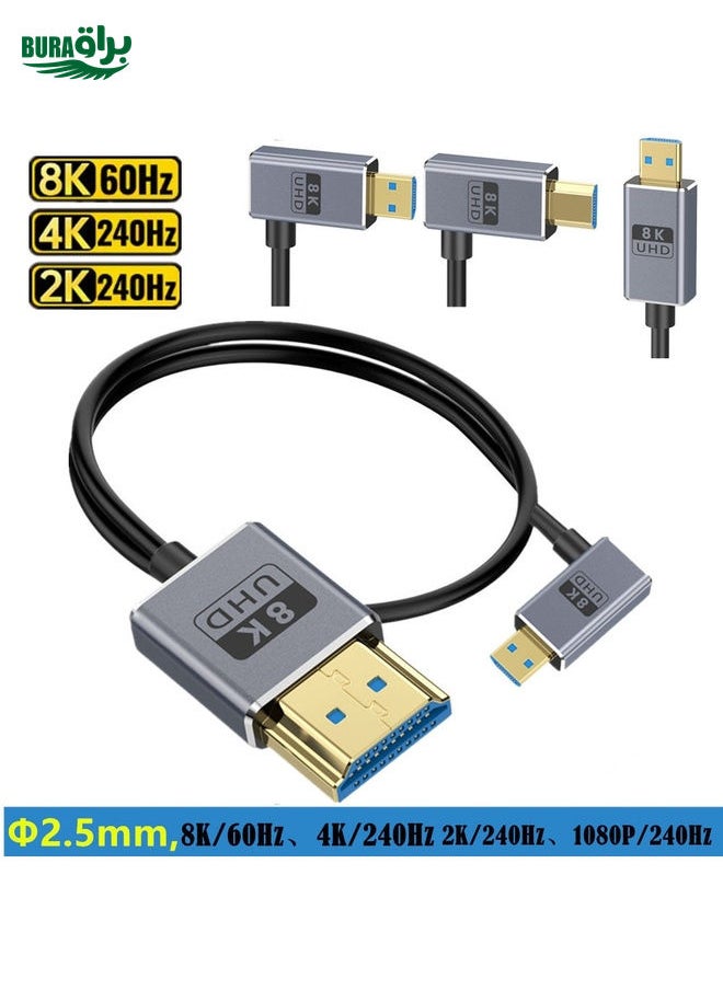 BURAQ 60cm Coaxial Micro HDMI to HDMI 8K UHD 48Gbps Video Connection Cable, Style:Straight Head  - Image 3