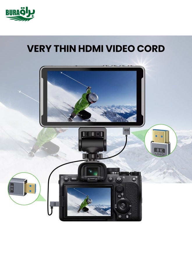 BURAQ 60cm Coaxial Micro HDMI to HDMI 8K UHD 48Gbps Video Connection Cable, Style:Straight Head  - Image 5