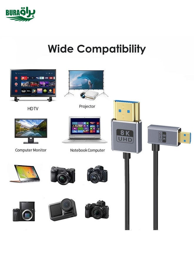 BURAQ 60cm Coaxial Micro HDMI to HDMI 8K UHD 48Gbps Video Connection Cable, Style:Straight Head  - Image 4
