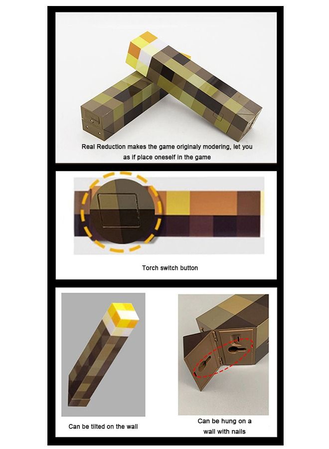 Minecraft Brownstone Torch Lamp, 11.5 Inch LED Night Light, USB Charging Port - Image 4