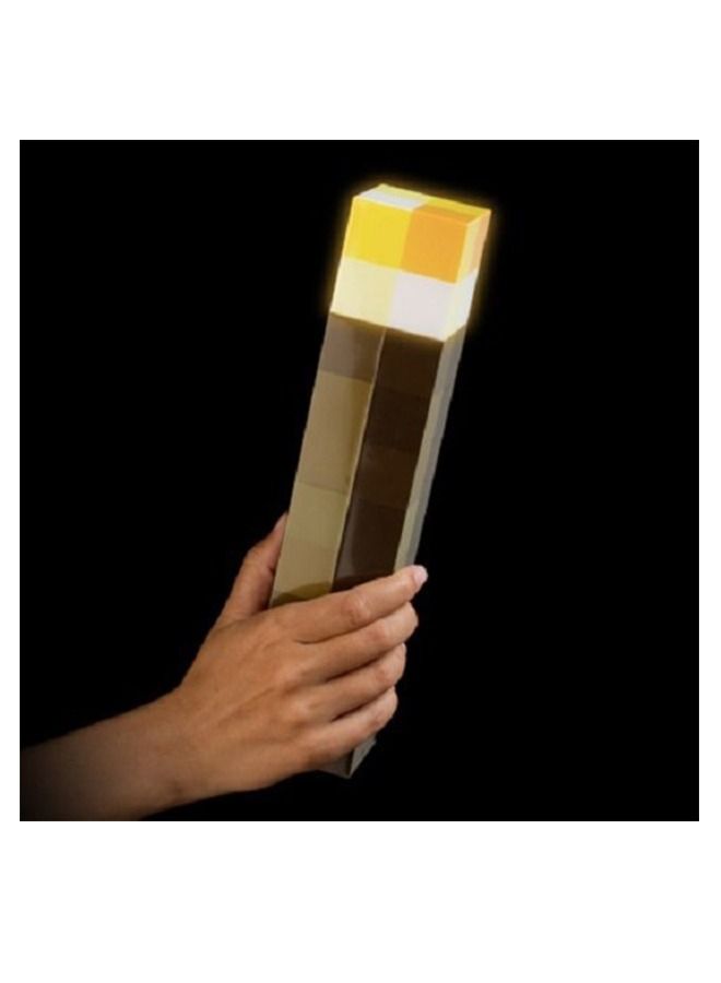 Minecraft Brownstone Torch Lamp, 11.5 Inch LED Night Light, USB Charging Port - Image 2