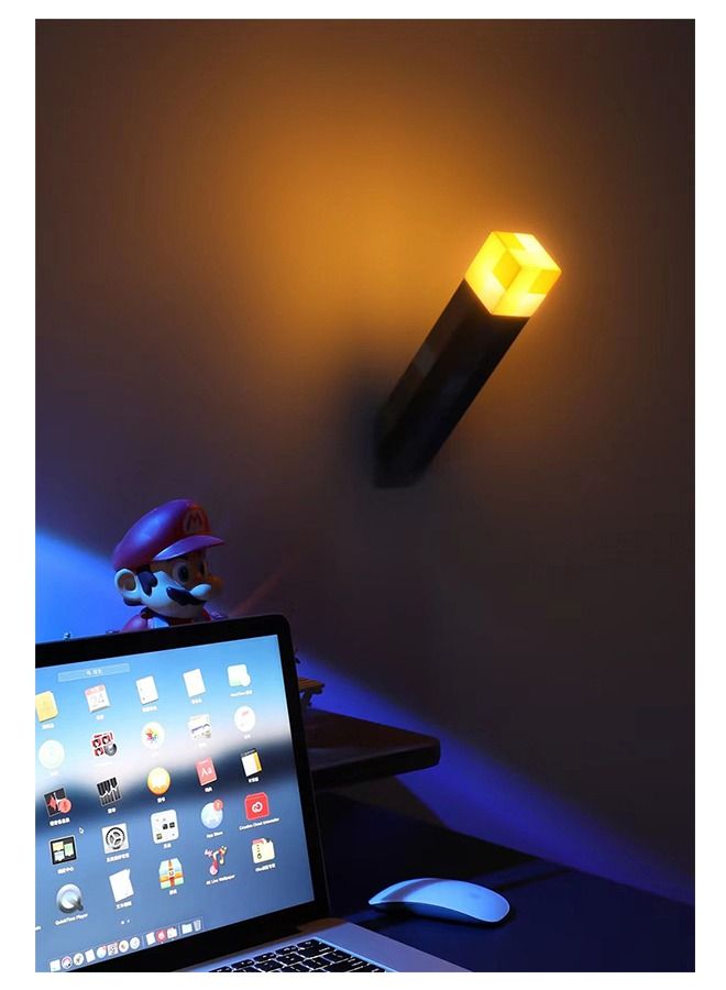 Minecraft Brownstone Torch Lamp, 11.5 Inch LED Night Light, USB Charging Port - Image 5