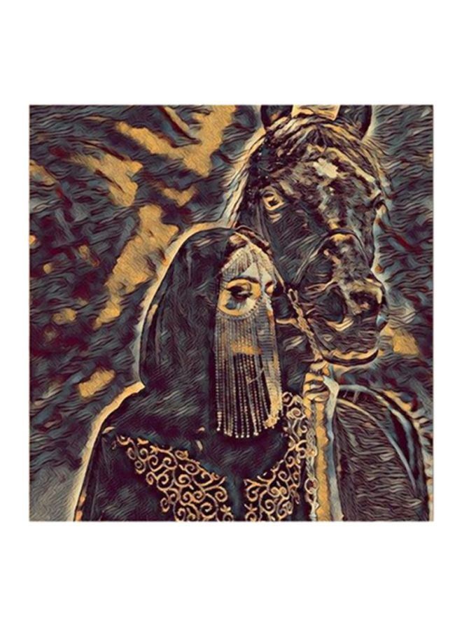 RYN Women With Horse MDF Wall Art Black/Beige 30x0.5x30cm - Image 1