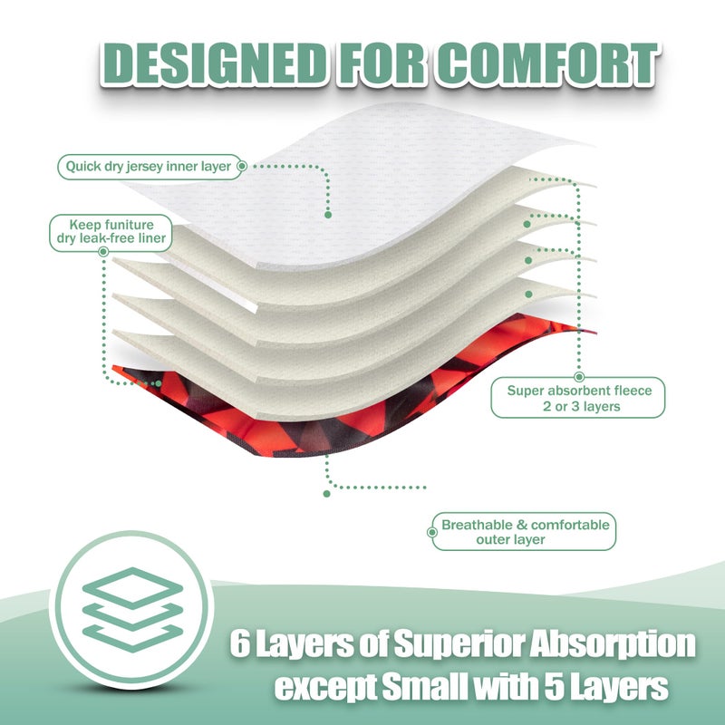 wegreeco Washable Female Dog Diapers Highly Absorbent Reusable Diapers for Dog in Heat Period, 3 Pack (Abstract Geometrical Purple, X-Large) - Image 5