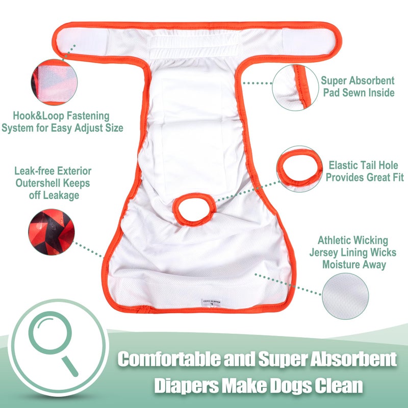 wegreeco Washable Female Dog Diapers Highly Absorbent Reusable Diapers for Dog in Heat Period, 3 Pack (Abstract Geometrical Purple, X-Large) - Image 4