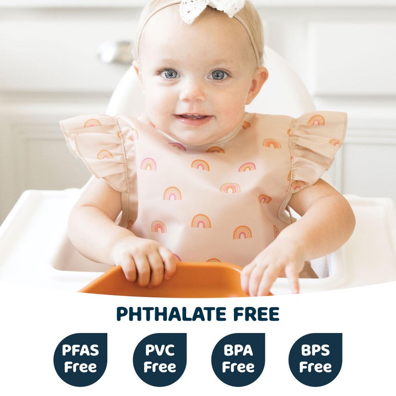 Tiny Twinkle Mess Proof Baby Bib for Girls | Waterproof Toddler Bib for Eating | Baby Apron for Feeding | Machine Washable | Perfect Shower Gift (Boho Rainbow, 6â€“24M) - Image 2