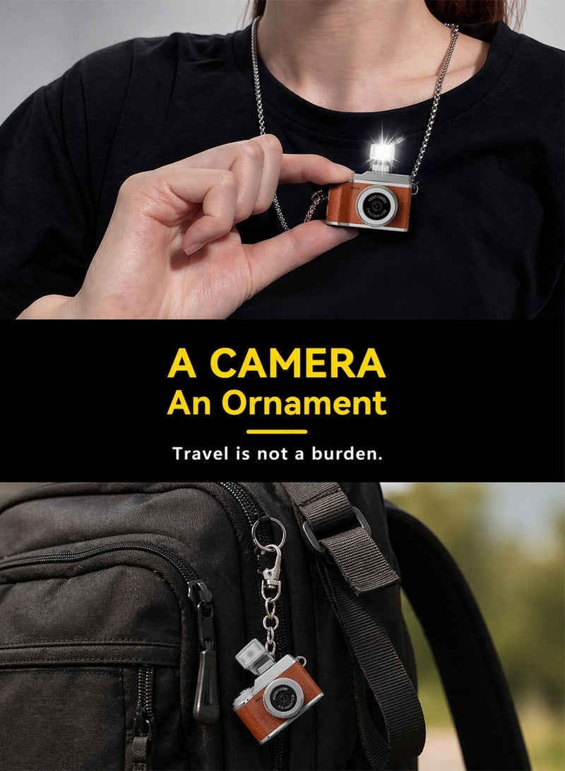 Neyecam Vintage Mini Digital Camera with Fill Light, Portable TLR-Style Retro Point and Shoot Camera, Compact Pocket 1080P FHD Video Camera with 12MP Photos, Autofocus, 32GB Card, for Beginners, Teens and Adults, Brown - Image 4