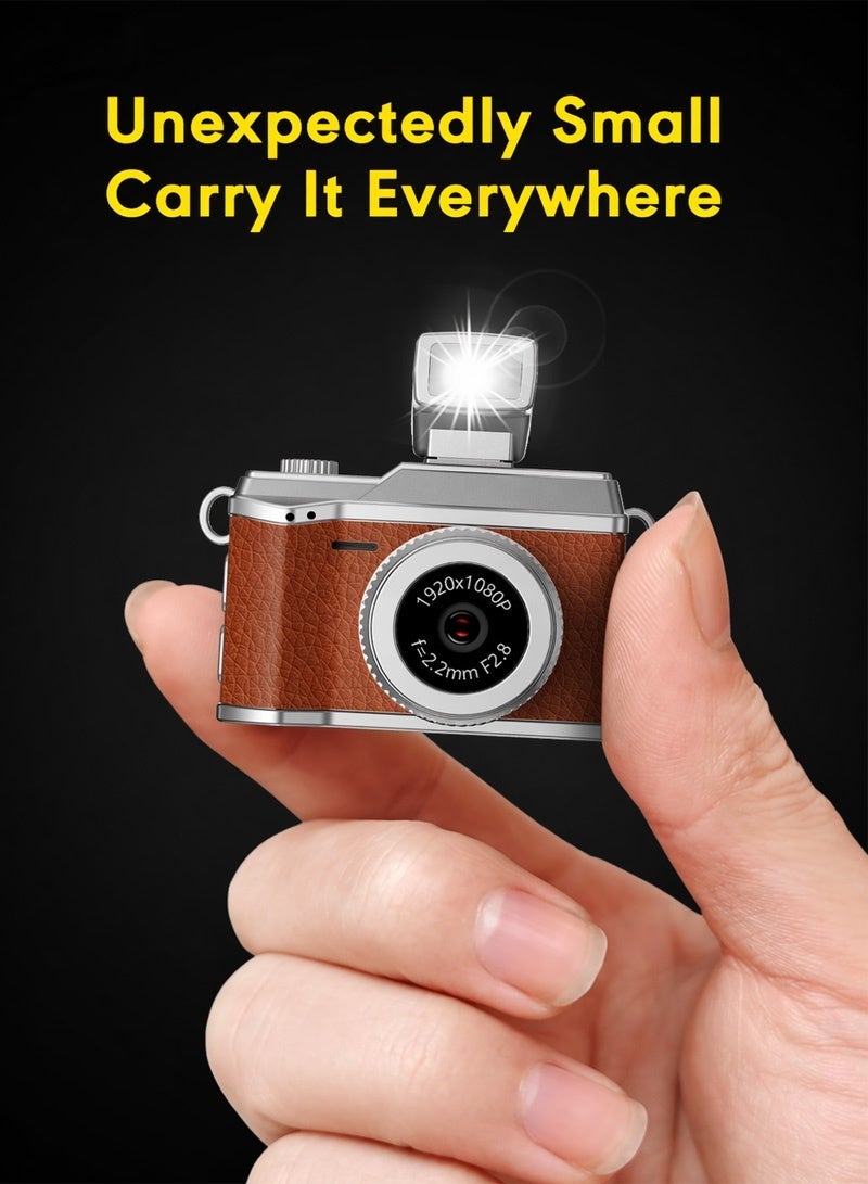 Neyecam Vintage Mini Digital Camera with Fill Light, Portable TLR-Style Retro Point and Shoot Camera, Compact Pocket 1080P FHD Video Camera with 12MP Photos, Autofocus, 32GB Card, for Beginners, Teens and Adults, Brown - Image 2