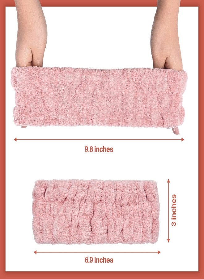 Chuangdi 3 Pieces Women's Makeup Headband - Elastic Head Wrap for Washing Face, Yoga, Sports, and Shower (Pink) - Image 2