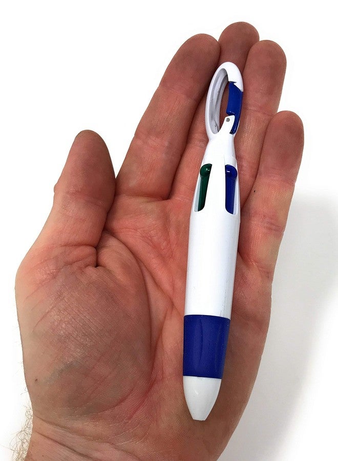 Sea View Treasures 20 Bulk Multi-Colored Ink Shuttle Pen with Carabiner Clip Assortment - Black, Blue, Red and Green Ink - Image 3