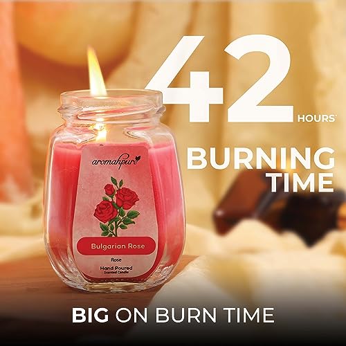 Aromahpure Scented Candle (Set 1) (42 hrs) (100% Soy Wax)- Handcrafted | Smoke-Free | Charming Rose- Bulgarian Rose Fragrance Candles for Home & Gift Sets, IFRA Certified - Image 5