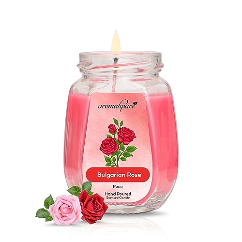 Aromahpure Scented Candle (Set 1) (42 hrs) (100% Soy Wax)- Handcrafted | Smoke-Free | Charming Rose- Bulgarian Rose Fragrance Candles for Home & Gift Sets, IFRA Certified - Image 1