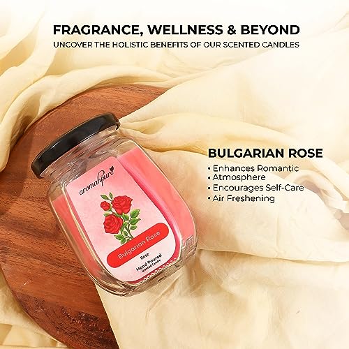 Aromahpure Scented Candle (Set 1) (42 hrs) (100% Soy Wax)- Handcrafted | Smoke-Free | Charming Rose- Bulgarian Rose Fragrance Candles for Home & Gift Sets, IFRA Certified - Image 4