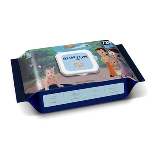 Bumtum Baby Chota Bheem Gentle Soft Moisturizing Wet Wipes With Lid | Aloe Vera & Chamomile Extracts | Paraben & Sulfate Free (Pack of 1, 72 Pcs. Per Pack) - Image 1
