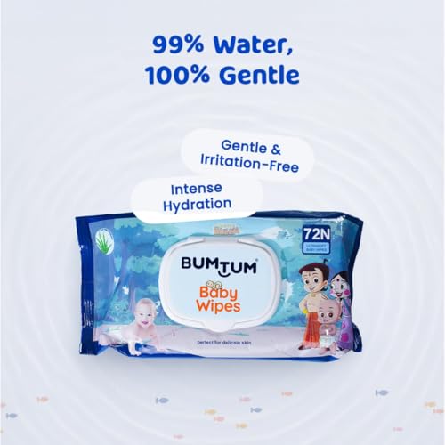 Bumtum Baby Chota Bheem Gentle Soft Moisturizing Wet Wipes With Lid | Aloe Vera & Chamomile Extracts | Paraben & Sulfate Free (Pack of 1, 72 Pcs. Per Pack) - Image 4