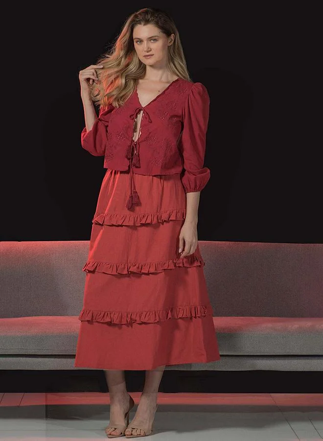 Virgio VIRGIO 100% Viscose Top Tie-Up Style With Embroidery
