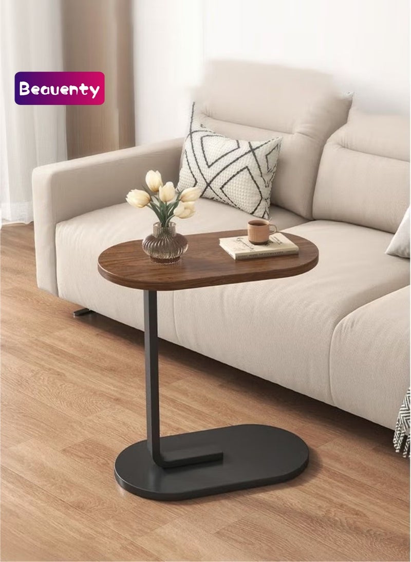 Beauenty Side Table, C Shaped End Table for Sofa and Bed, TV Tray Table with Metal Frame for Couch, Living Room, Bedroom 45*30*63CM - Image 1