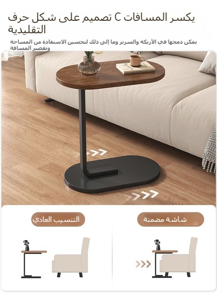 Beauenty Side Table, C Shaped End Table for Sofa and Bed, TV Tray Table with Metal Frame for Couch, Living Room, Bedroom 45*30*63CM - Image 3