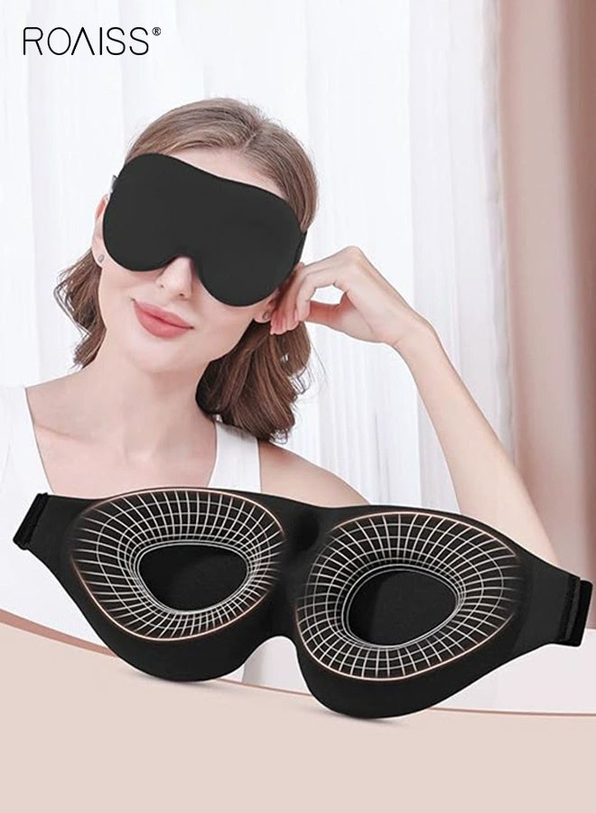 roaiss Unisex 3D Contoured Sleep Mask Features Light Blocking Design with Pressure Free Memory Foam, Adjustable Head Strap, Ergonomic Contour Shape, Perfect for Naps, Travel, and Daily Sleep, Blocks Light for Complete Darkness Black - Image 2