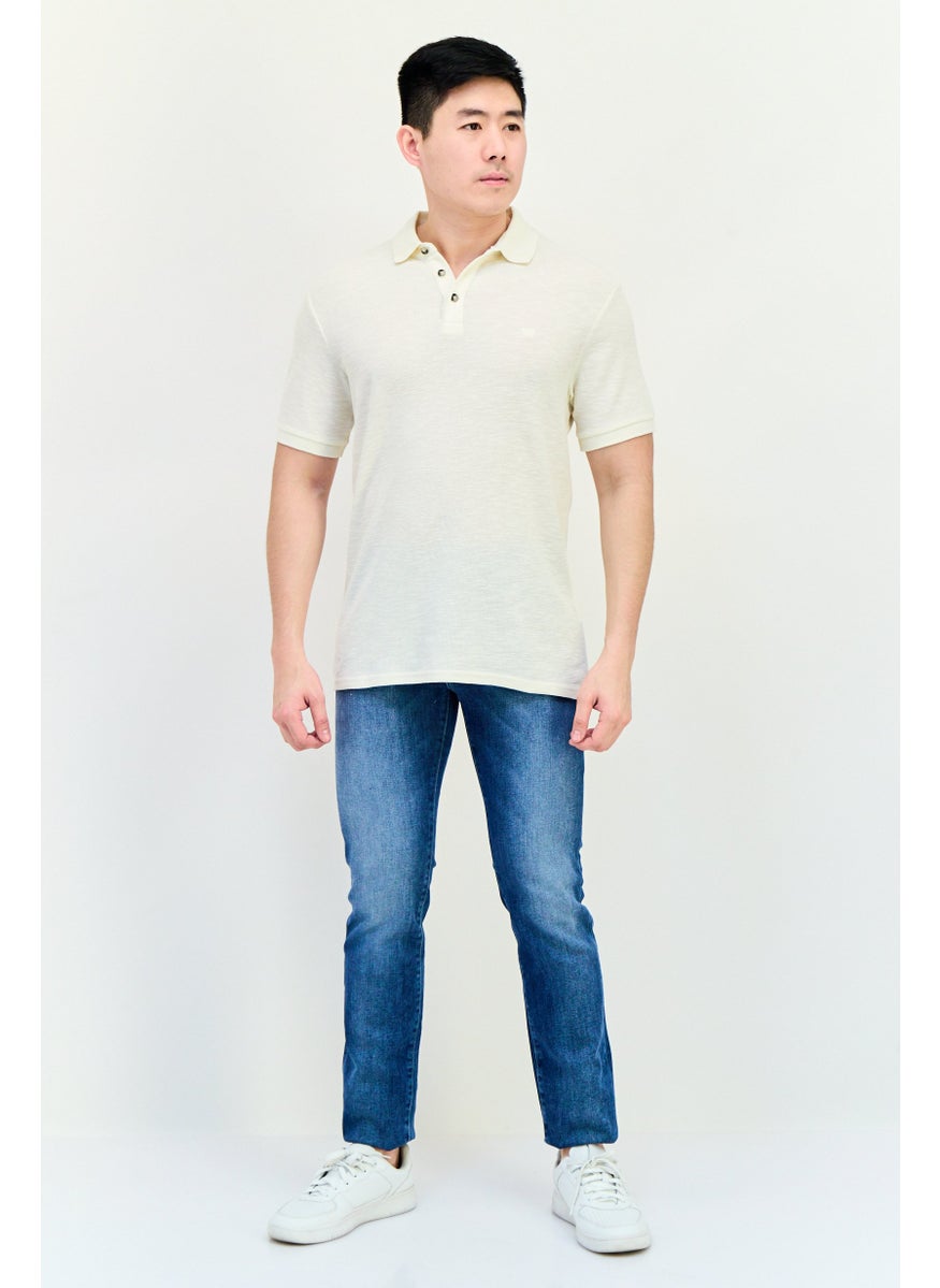 Wrangler Men Regular Fit Textured Short Sleeve Polo Shirt, Off White  - Image 2