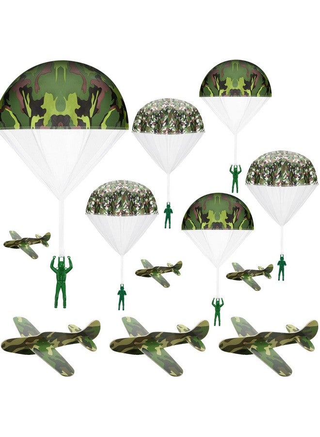 جيريفي 20 قطعة من ألعاب المظلة والطائرات الإسفنجية المموهة مجموعة ألعاب المظلة العسكرية للرجال ألعاب رمي اليد العسكرية والطائرة الشراعية الإسفنجية للأولاد في الحفلات الخارجية (النمط الكلاسيكي) - Image 1