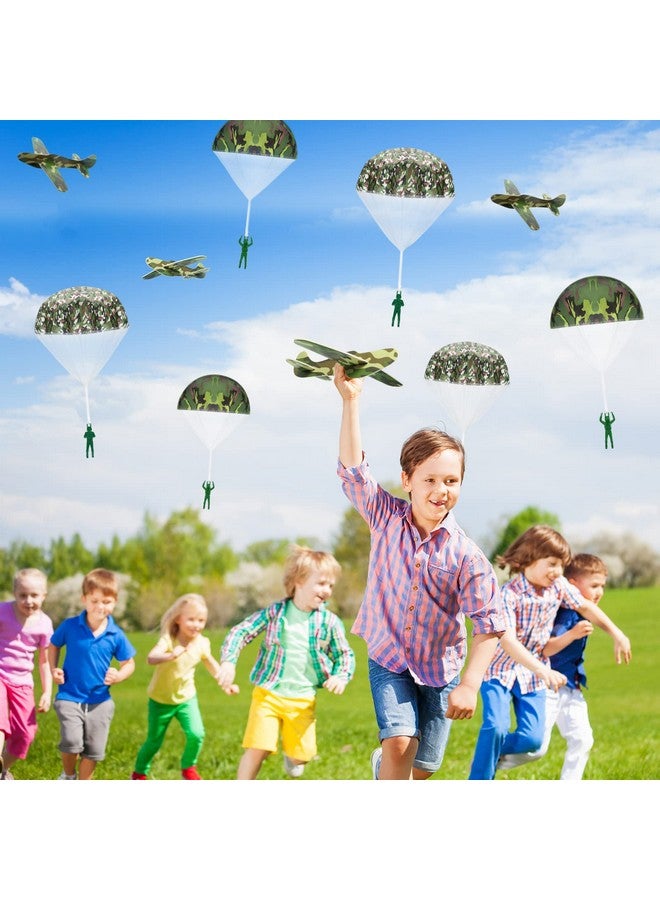 جيريفي 20 قطعة من ألعاب المظلة والطائرات الإسفنجية المموهة مجموعة ألعاب المظلة العسكرية للرجال ألعاب رمي اليد العسكرية والطائرة الشراعية الإسفنجية للأولاد في الحفلات الخارجية (النمط الكلاسيكي) - Image 5