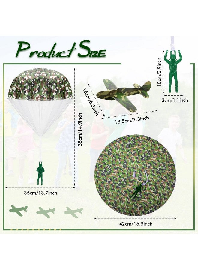 جيريفي 20 قطعة من ألعاب المظلة والطائرات الإسفنجية المموهة مجموعة ألعاب المظلة العسكرية للرجال ألعاب رمي اليد العسكرية والطائرة الشراعية الإسفنجية للأولاد في الحفلات الخارجية (النمط الكلاسيكي) - Image 2