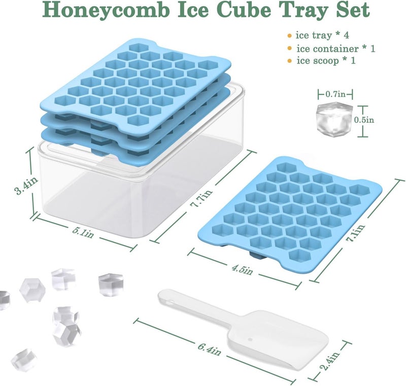 FDDAI Small Ice Cube Tray for Freezer: Easy Release Ice Cube Maker - Plastic Stackable Cubed Ice Trays and Bin - Making Tiny Honeycomb Icecubes - Image 5