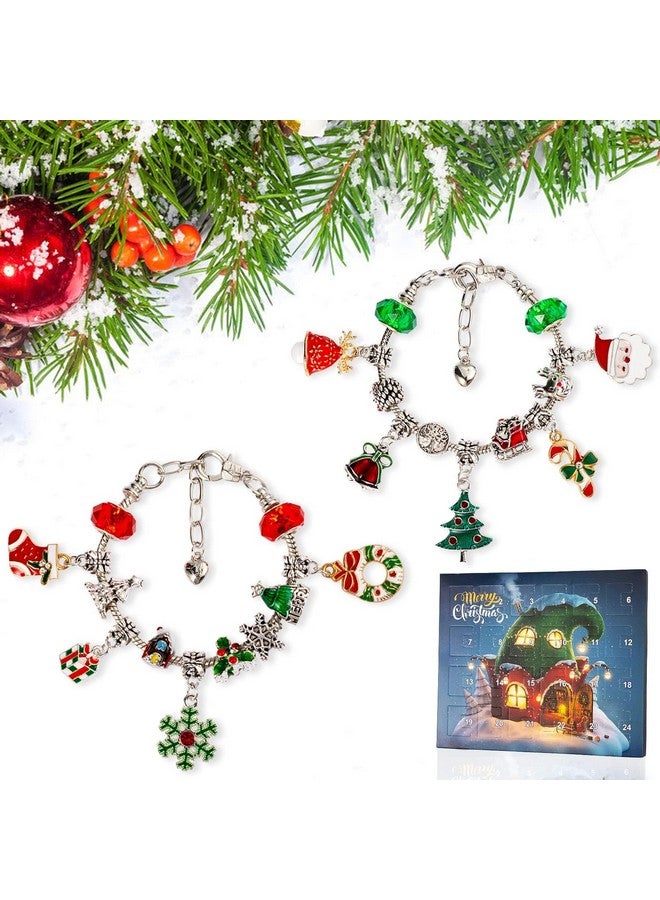 OuMuaMua Christmas Advent Calendar Bracelets 2024 for Girls 24 Days Xmas Countdown Calendar DIY Jewelry Making Kit Gift 22 Charm Beads 2 Bracelets for Kids Teens Women  - Image 2