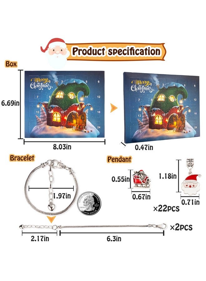 OuMuaMua Christmas Advent Calendar Bracelets 2024 for Girls 24 Days Xmas Countdown Calendar DIY Jewelry Making Kit Gift 22 Charm Beads 2 Bracelets for Kids Teens Women  - Image 5