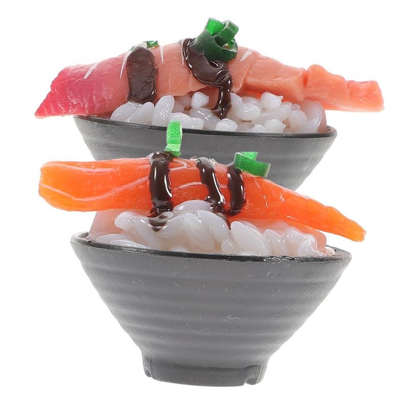 Realistic Beef Rice Model 2Pcs Fake Food For Kitchen Play Photography Props Home Decoration - Image 2