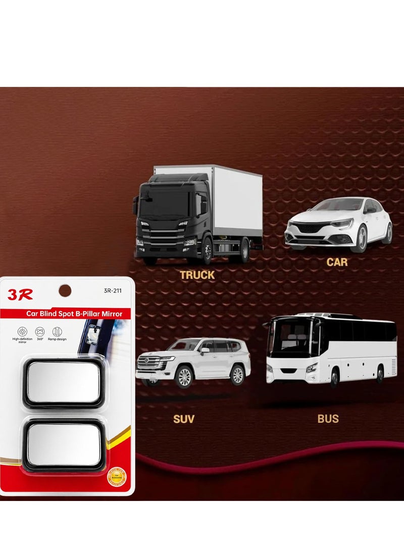 3 ار مرآة جانبية للسيارة 3R-211 عالية الدقة قابلة للتعديل بزاوية واسعة، مرآة رؤية خلفية محدبة قابلة للدوران 360 درجة، لاصقة، مناسبة لجميع أنواع السيارات، بما في ذلك سيارات الدفع الرباعي والشاحنات والحافلات، تساعد على ركن السيارة، طقم من قطعتين. - Image 5
