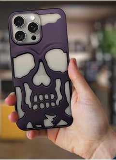 Blue Sky iPhone 14 Pro Max Case 3D Hollow Skull Breathable Phone Case Luxury Plating Colorful Matte Shockproof Cover Ultra Thin Full Surround Anti-Fall Case Purple  - Image 2