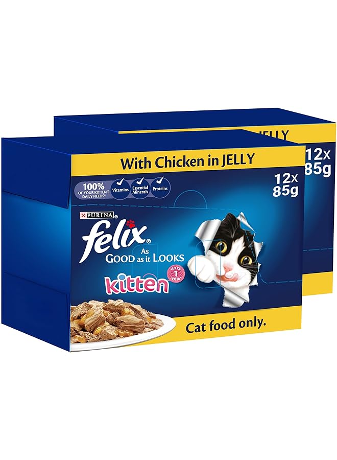 Felix As Good As It Looks Kitten With Chicken In Jelly 85G Pack Of 24 - Image 1
