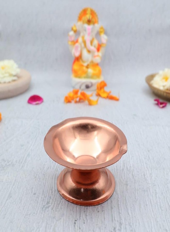 TORPPEZA Copper Diya | Akhand Diya Oil Lamp for Daily puja & Other Religious Rituals and Home, Office & Temples | Home Décor Pack of 2 | (Size : 7cm | Weight : 30.3gm Approxe) - Image 5